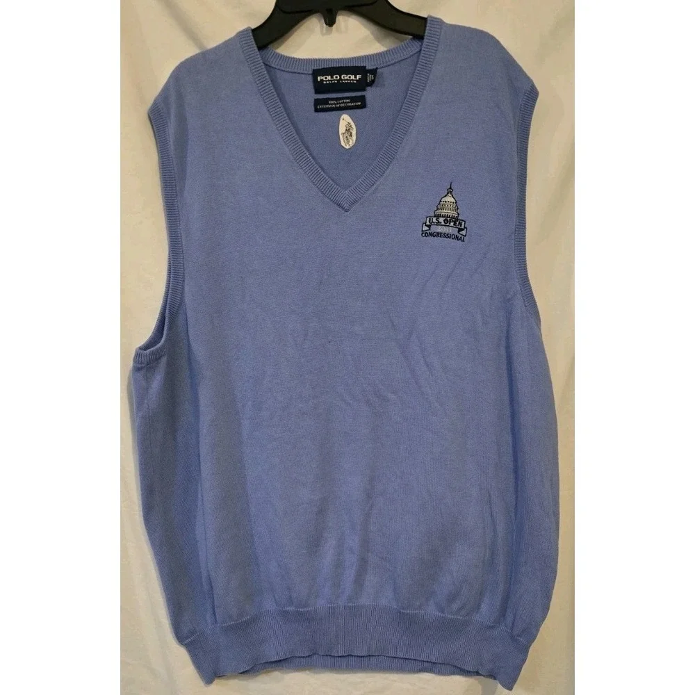 Polo Golf Ralph Lauren Blue Sweater Vest 2011‎ US Open Congressional